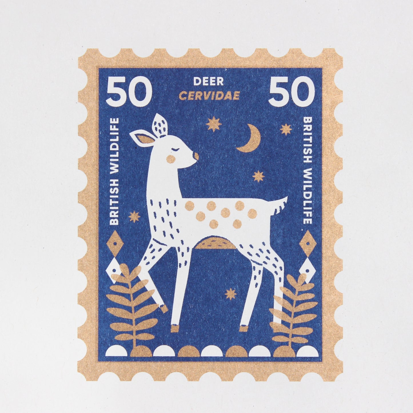 Deer Stamp Riso Print