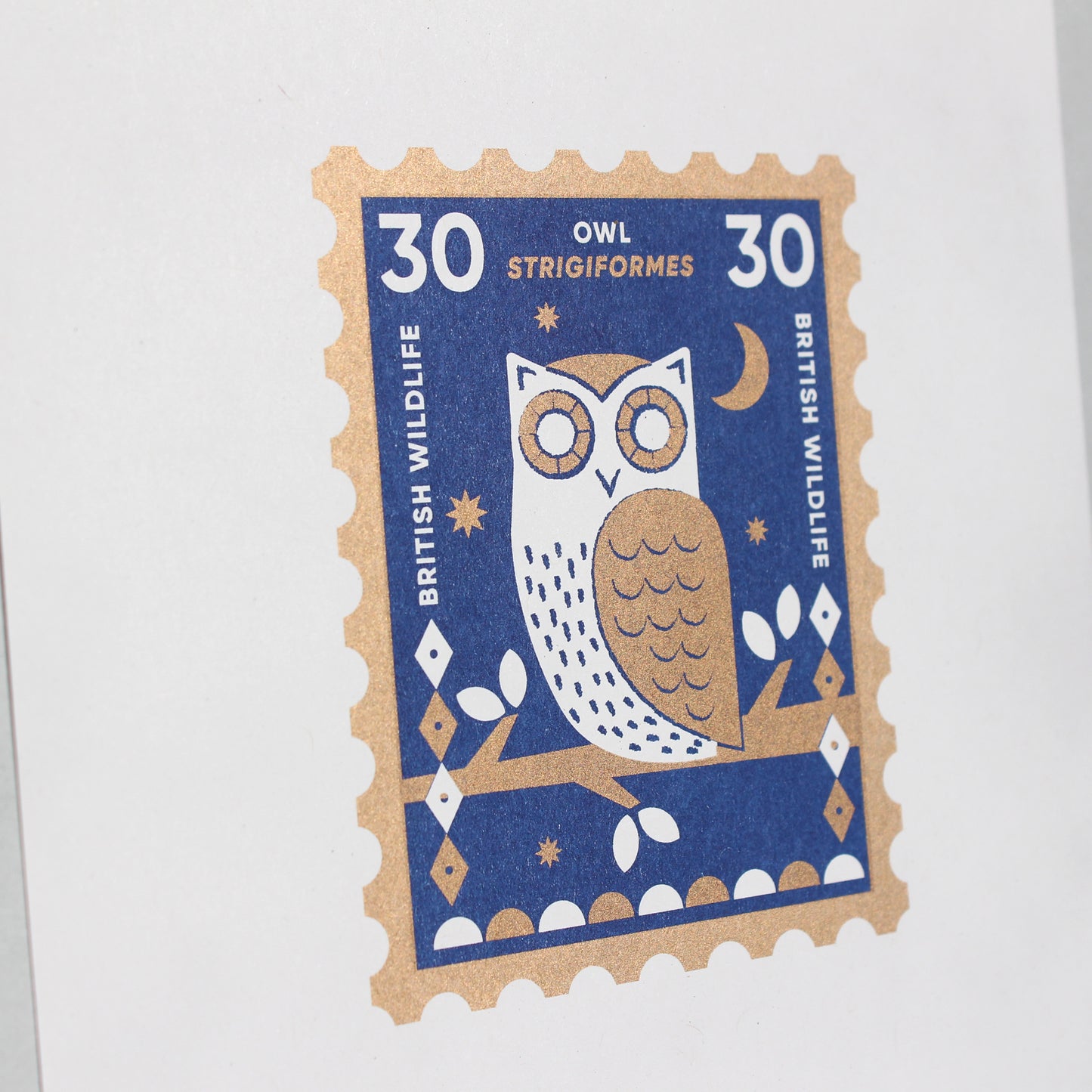 Owl Stamp Riso Print