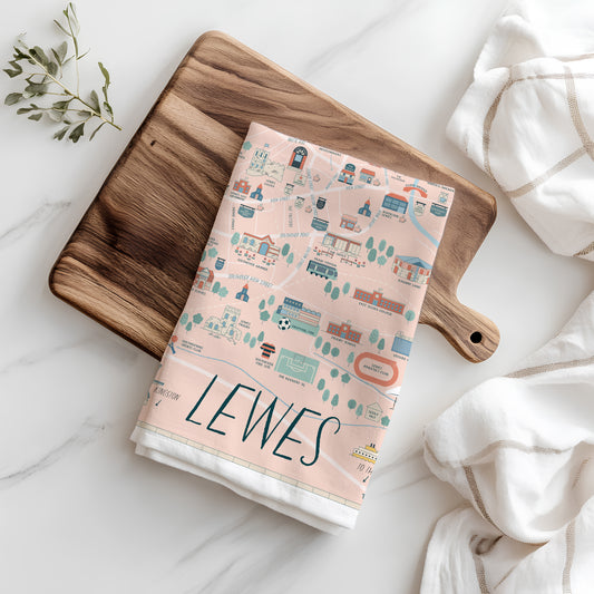 Lewes Map Tea Towel