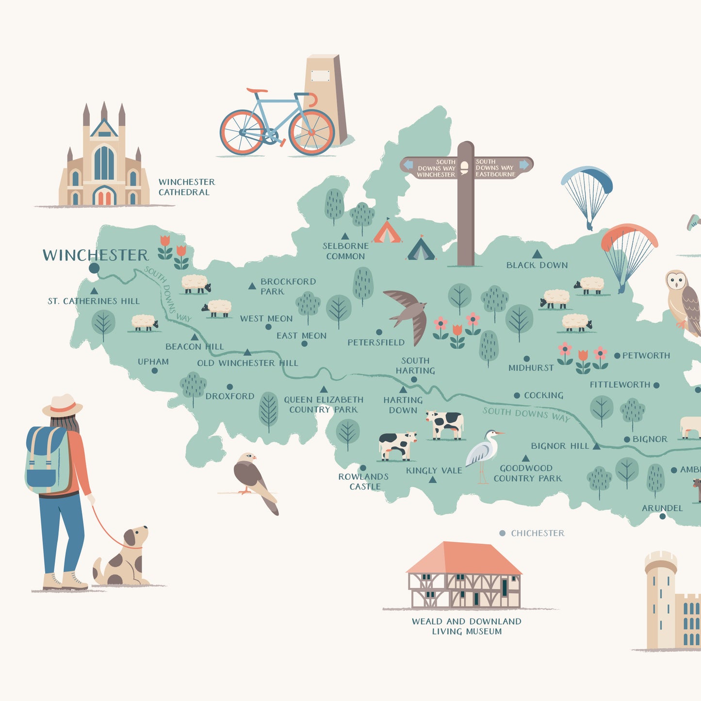 South Downs Map Print