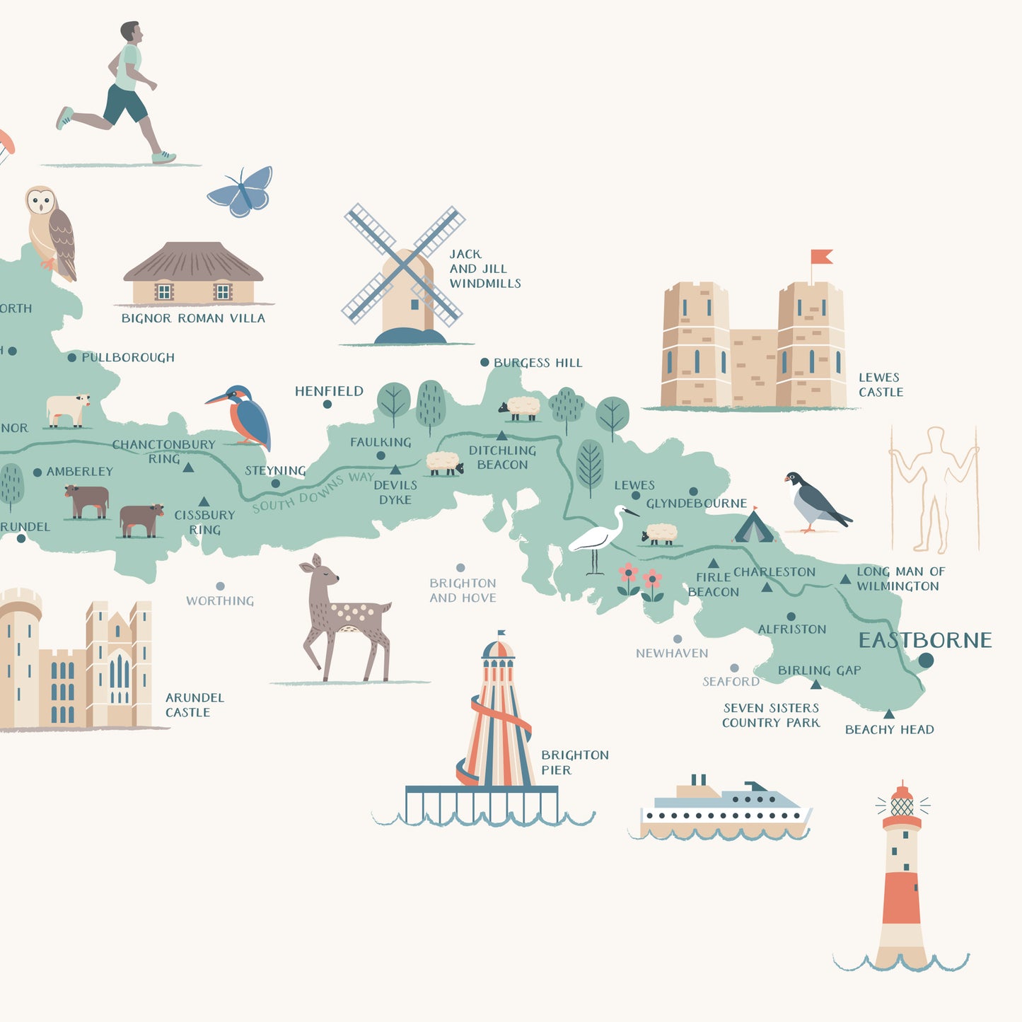 South Downs Map Print