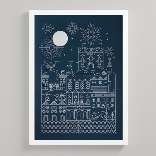 Lewes at Night - Silver Foil