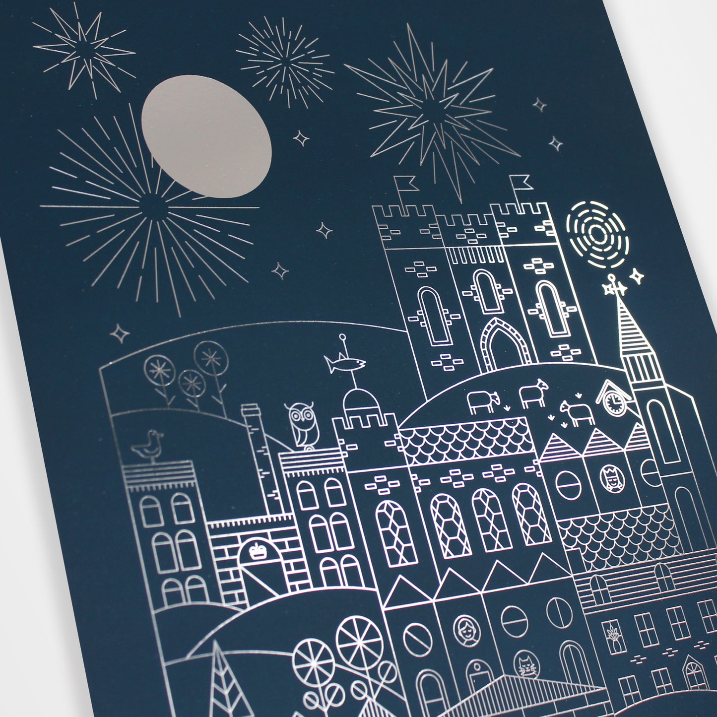 Lewes at Night - Silver Foil
